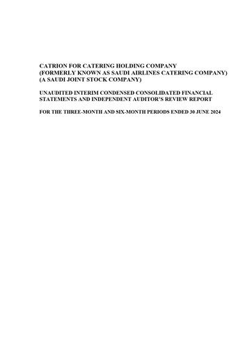 Thumbnail CATRION Catering Holding Company Financial Statement 2024-h1