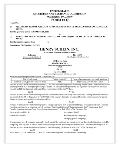 Thumbnail Henry Schein
 Quarterly Report 2026-q1