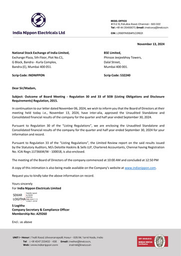 Thumbnail India Nippon Electricals Quarterly Report 2024-q2