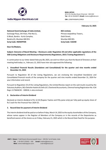 Thumbnail India Nippon Electricals Quarterly Report 2024-q3