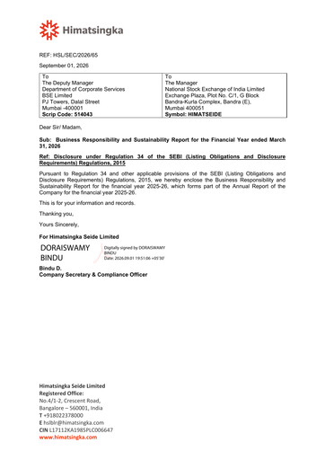 Thumbnail Himatsingka Seide ESG Report 2026