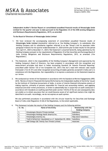 Thumbnail Himatsingka Seide Quarterly Report 2024-q3