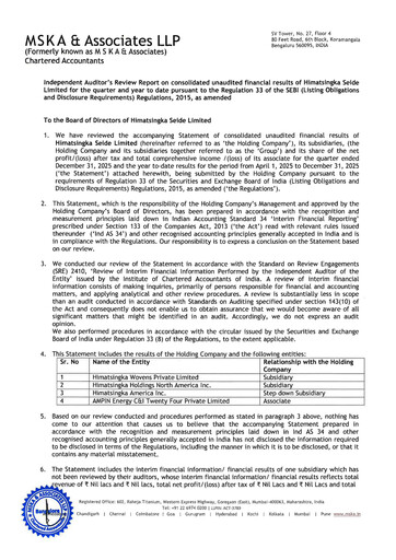 Thumbnail Himatsingka Seide Quarterly Report 2025-q3
