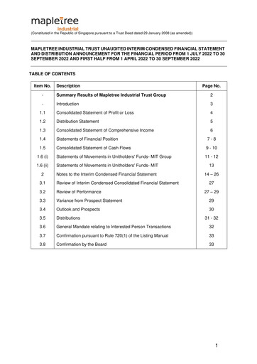 Thumbnail Mapletree Industrial Trust Financial Statement 2022-h1