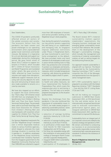 Thumbnail Mapletree Industrial Trust Sustainability Report 2021