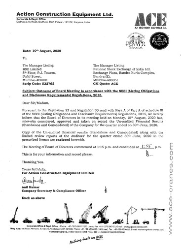 Thumbnail Action Construction Equipment Quarterly Report 2020-q1