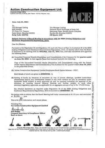 Thumbnail Action Construction Equipment Quarterly Report 2021-q1