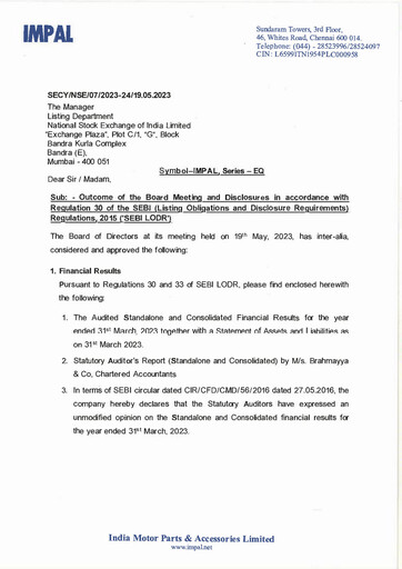 Vorschaubild India Motor Parts and Accessories Quartalsbericht 2022-q4