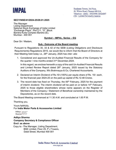 Thumbnail India Motor Parts and Accessories Quarterly Report 2024-q3