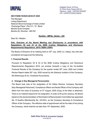 Thumbnail India Motor Parts and Accessories Quarterly Report 2025-q1
