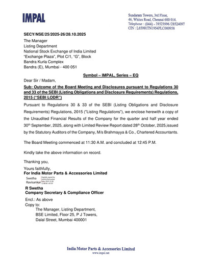 Thumbnail India Motor Parts and Accessories Quarterly Report 2025-q2