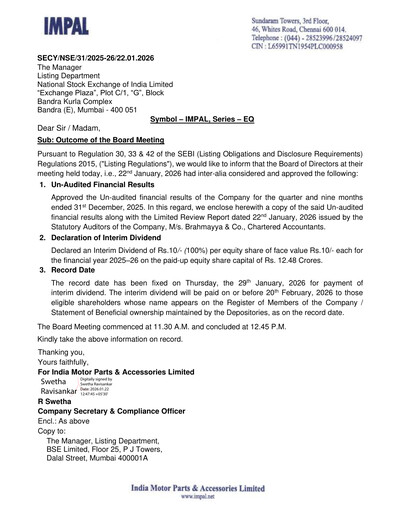 Thumbnail India Motor Parts and Accessories Quarterly Report 2025-q3