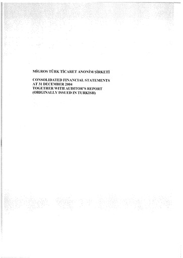 Thumbnail Migros Ticaret A.S. Financial Statement 2004