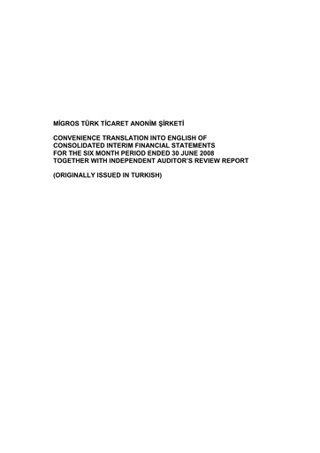 Miniature Migros Ticaret A.S. Rapport semestriel 2008-h1