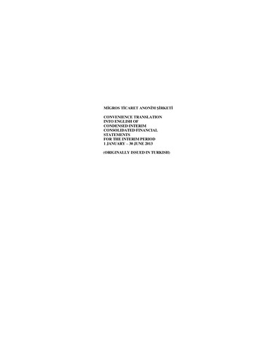 Miniature Migros Ticaret A.S. Rapport semestriel 2013-h1
