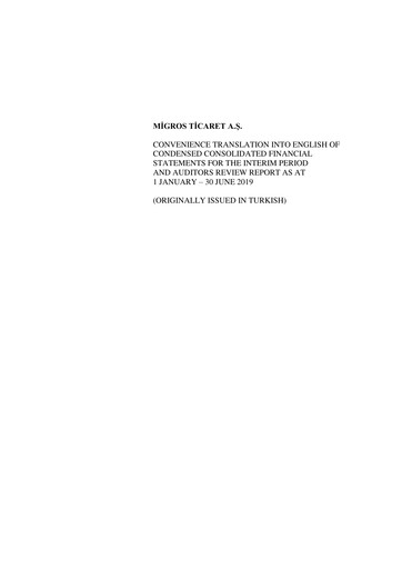 Miniature Migros Ticaret A.S. Rapport semestriel 2019-h1
