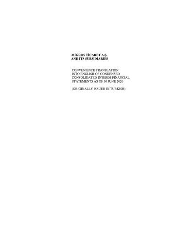Miniature Migros Ticaret A.S. Rapport semestriel 2020-h1