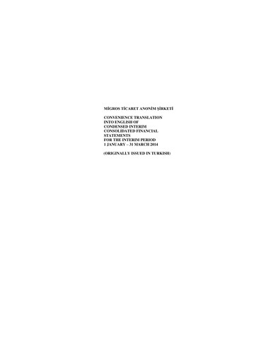 Miniature Migros Ticaret A.S. Rapport trimestriel 2014-q1