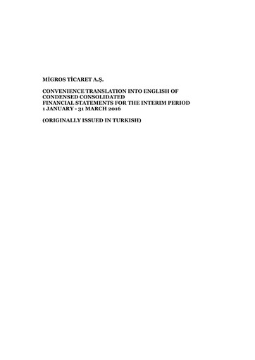 Miniature Migros Ticaret A.S. Rapport trimestriel 2016-q1