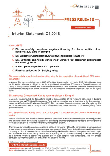 Thumbnail Elia Group Quarterly Report 2018-q3