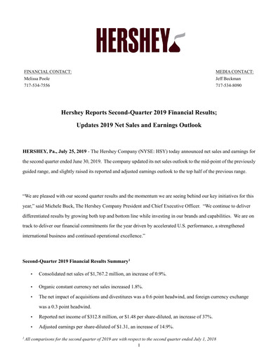 Thumbnail The Hershey Company Quarterly Report 2019-q2
