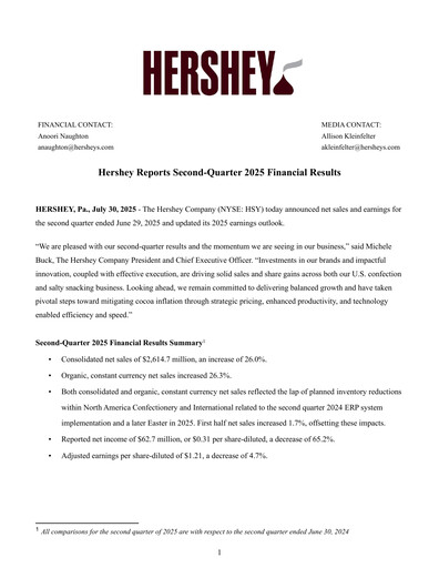 Thumbnail The Hershey Company Quarterly Report 2025-q2