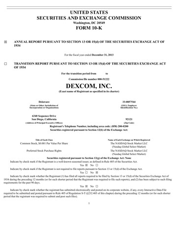 Thumbnail DexCom Annual Report 2013