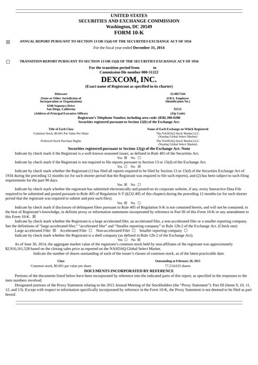 Thumbnail DexCom Annual Report 2014