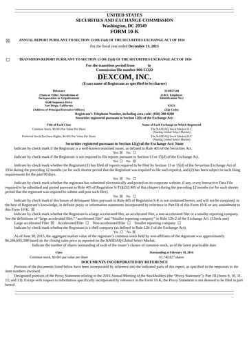 Thumbnail DexCom Annual Report 2015