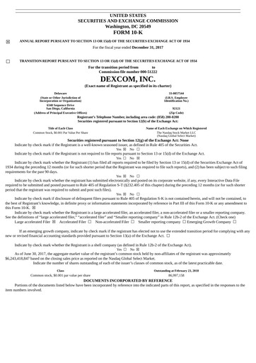 Thumbnail DexCom Annual Report 2017