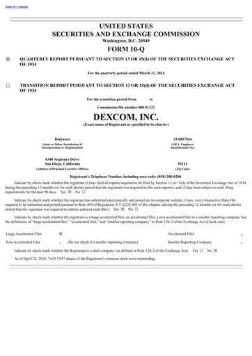 Thumbnail DexCom Quarterly Report 2014-q1