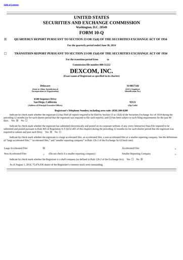 Thumbnail DexCom Quarterly Report 2014-q2