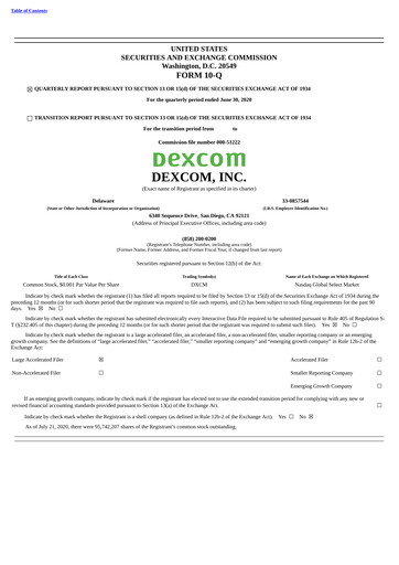 Thumbnail DexCom Quarterly Report 2020-q2