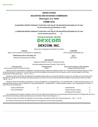 Vorschaubild DexCom Quartalsbericht 2023-q1