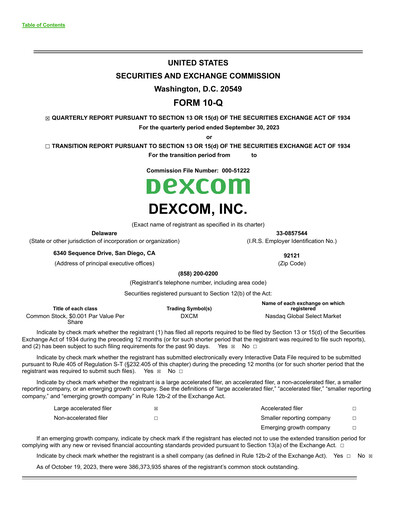 Vorschaubild DexCom Quartalsbericht 2023-q3
