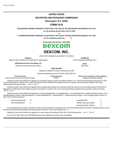 Miniature DexCom Rapport trimestriel 2024-q2