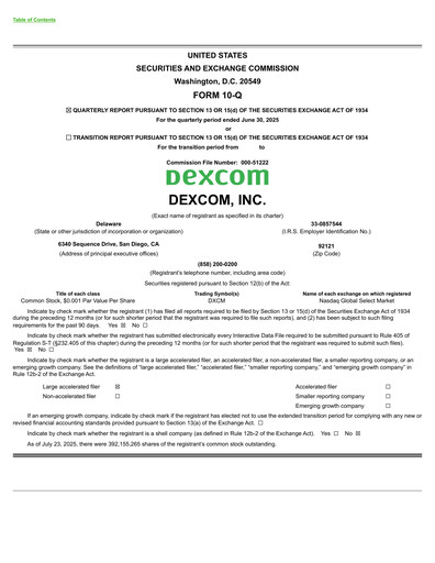Miniature DexCom Rapport trimestriel 2025-q2