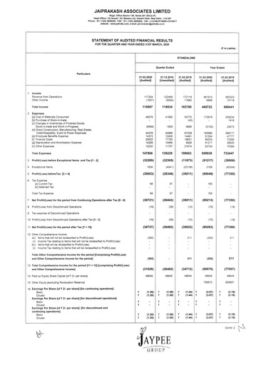 Thumbnail Jaypee Group
 Financial Statement 2019-2020