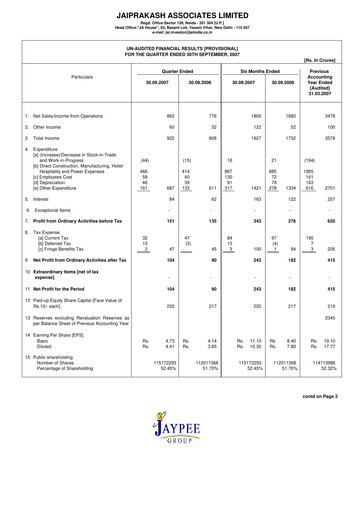 Thumbnail Jaypee Group
 Quarterly Report 2007-q2