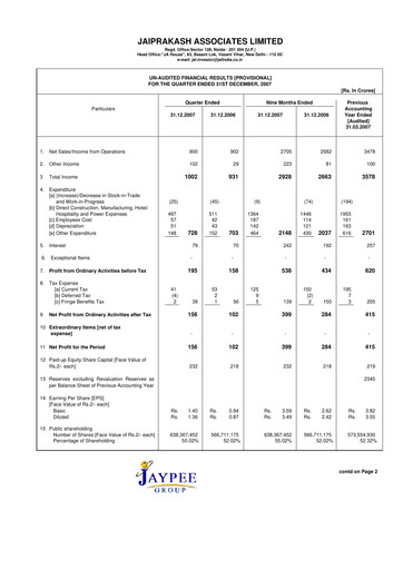 Thumbnail Jaypee Group
 Quarterly Report 2007-q3