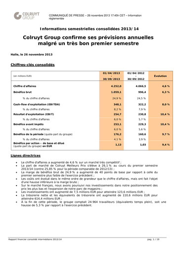 Miniature Colruyt Rapport semestriel 2013-h1