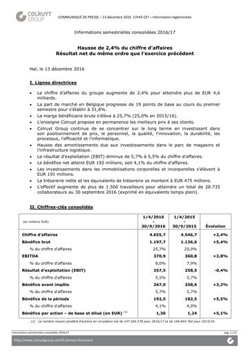 Miniature Colruyt Rapport semestriel 2016-h1