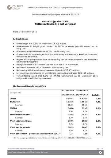 Miniature Colruyt Rapport semestriel 2015-h1