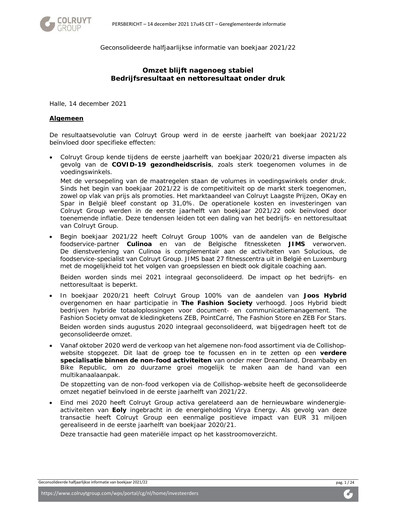 Miniature Colruyt Rapport semestriel 2021-h1