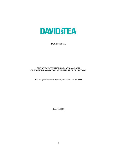 Vorschaubild DAVIDsTEA Quartalsbericht fy2023-q1