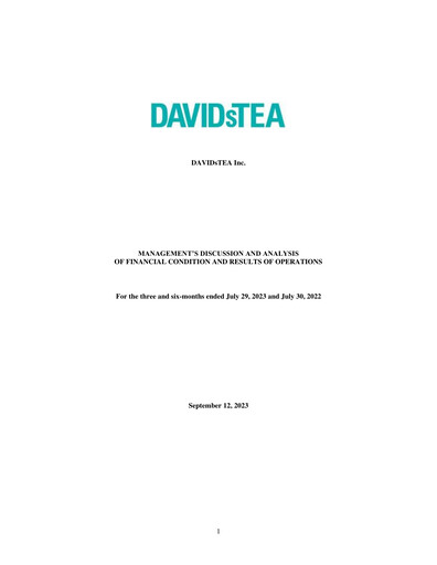 Vorschaubild DAVIDsTEA Quartalsbericht fy2023-q2