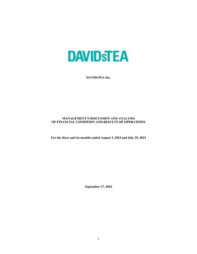 Vorschaubild DAVIDsTEA Quartalsbericht fy2024-q2