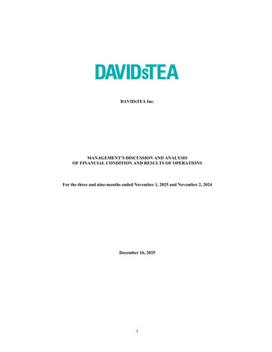 Vorschaubild DAVIDsTEA Quartalsbericht fy2025-q3