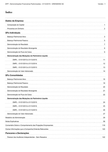 Thumbnail Grendene Financial Statement 2015