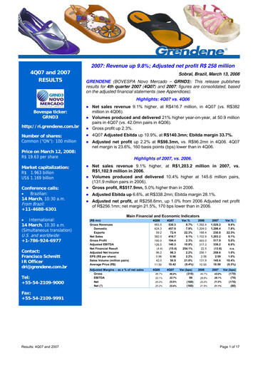 Vorschaubild Grendene Quartalsbericht 2007-q4